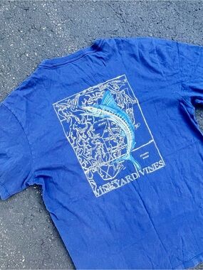 Vineyard Vines Men’s Blue Marlin Graphic Pocket T-Shirt Blue Size XS